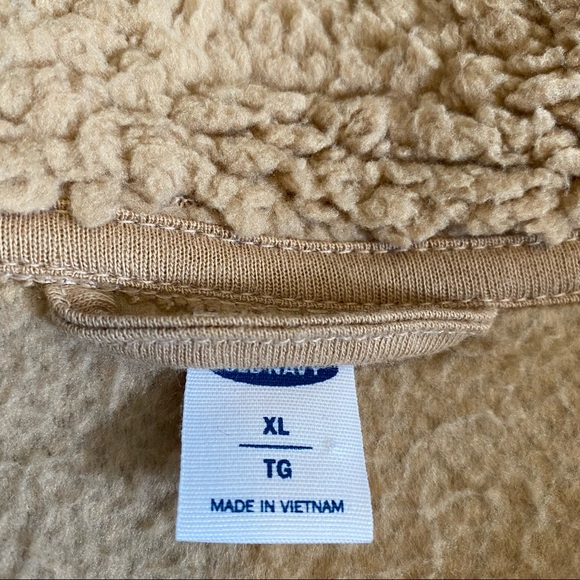 Old navy women’s cozy Sherpa teddy full zip camel jacket with thumb loops - XL - Picture 6 of 13
